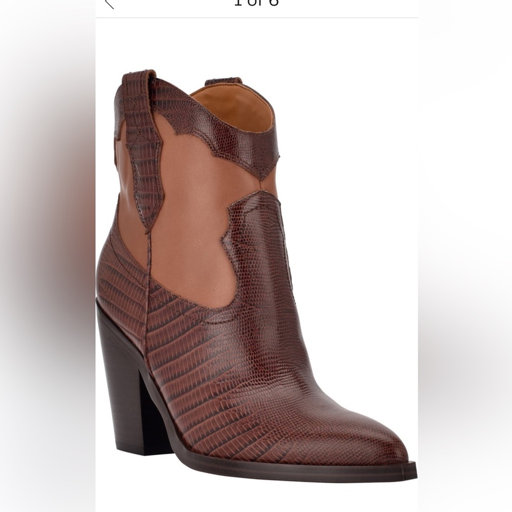 Marc Fisher Gona Western Bootie. SZ 8.5. Brown. NIB NWT